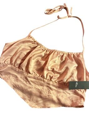 Tilly's Satin Peach Halter crop top